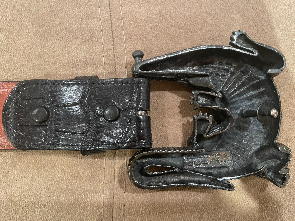 Huge Kieselstein-Cord Sterling Alligator Buckle And Black