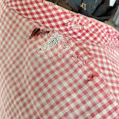 Vestido vintage francés uniforme de trabajo mujer jengibre rojo con nombre monograma - Imagen 10 de 10