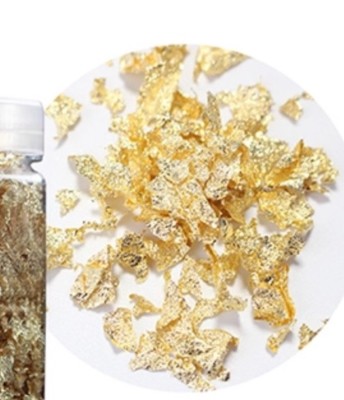 Gold Nail Art Blatt Micro Flocken zur Verwendung mit Gel oder Acryl 3 Gramm Topf