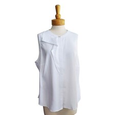 Elizabeth & Clarke NW0T Flounce Sleeveless Blouse Top White Stain Tech Sz 18W