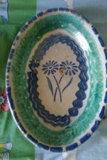 Piatto centrotavola antico in maiolica siciliana fine ottocento 