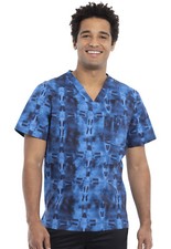 Geo Tie Dye Cherokee Scrubs Genuine Mens V Neck Top CK692 GEOY