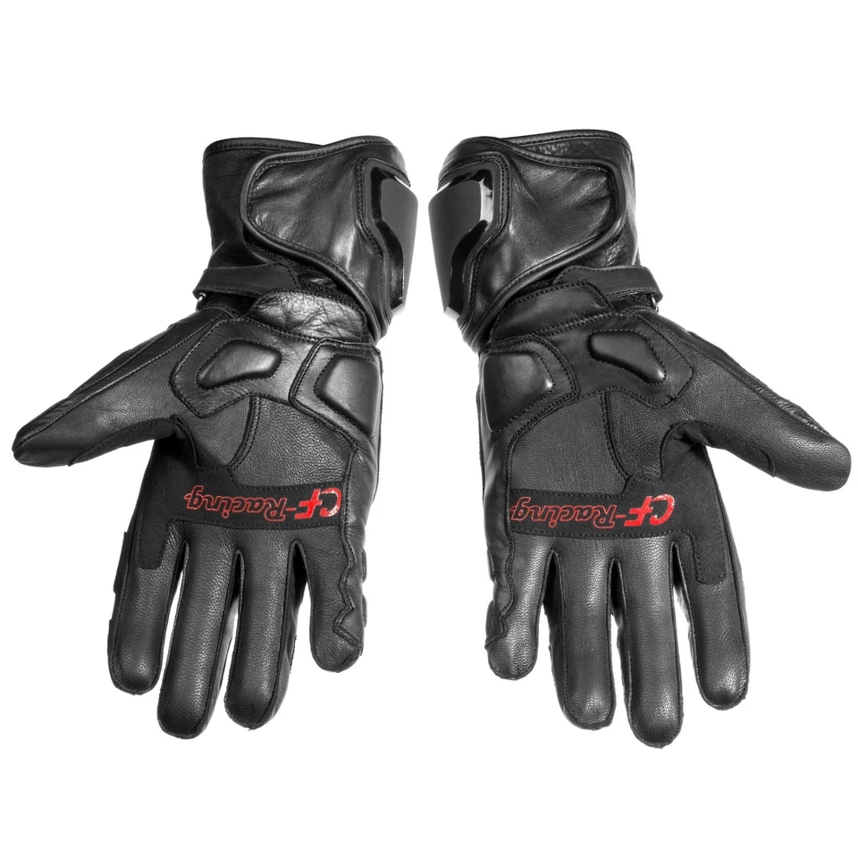 Guantes de moto de cuero estilo guantelete de longitud completa de nudillo duro Foto 2 de 4