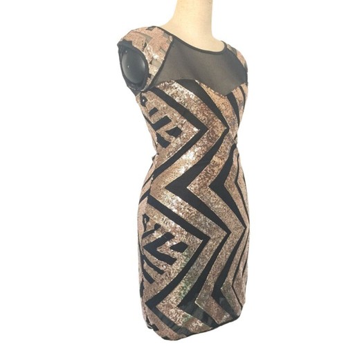New Ladies Golden Sequin Sleeveless Short Dresses Plaid Club Wear UK Size 8 - 16 - Picture 17 of 21