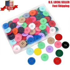 100 Pcs 1 inch Resin Sewing Buttons 15 Colors 4 Holes Flatback Round Multicolor