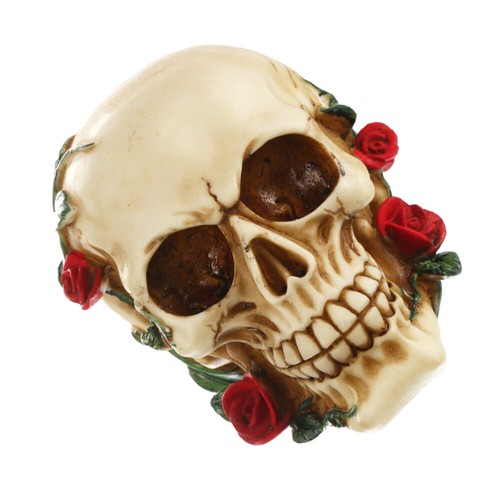 Skeleton Head Statue Rose Skull Gothic Style Decoration Office eBay