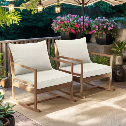 indoor Outdoor Patio Deep Seating Cushion Set with Ties Sofa Seat/Back Cushion - Picture 38 of 50