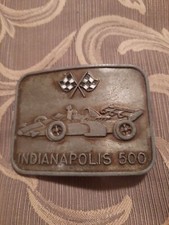 Vintage 1970s Indianapolis 500 Metal Belt Buckle