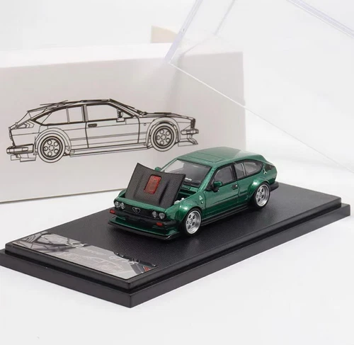 TPC 1/64 Scale Alfa Romeo GTV6 Green Diecast car Model Toy Collection Gift - Picture 6 of 6