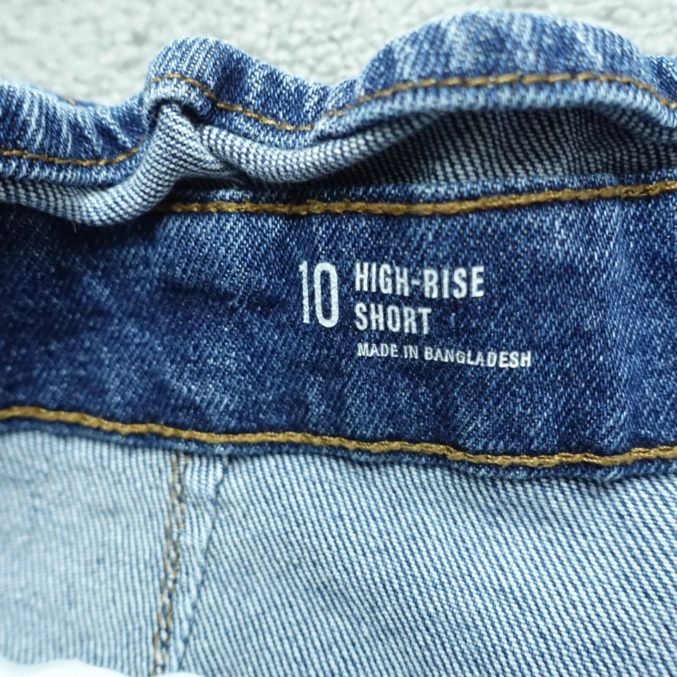 Pantalones Cortos para Mujer a.n.a Boyfriend Talla 10 Azul Denim Tiro Alto Cinturón Corbata Algodón Foto 3 de 4