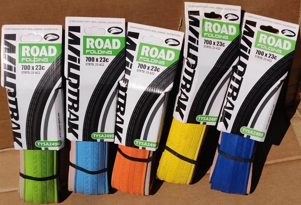 Bicicleta Fixie de Carretera Wildtrak 700 x 23c Plegable Color Neumático Azul Verde Rosa Foto 2 de 4