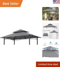 5x8 Gray Double Tiered Replacement Canopy for L-GG001PST-F Grill Gazebo