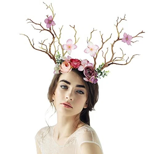 Deer antlers with flowers headband online