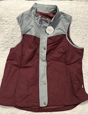 Nwt New Magellan Vest Womens Gray Burgundy Campfire Quilted Sleeveless 3x