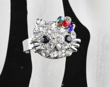 Colorful Kitty Austrian Rhinestone Crystal Fashion Cocktail Ring