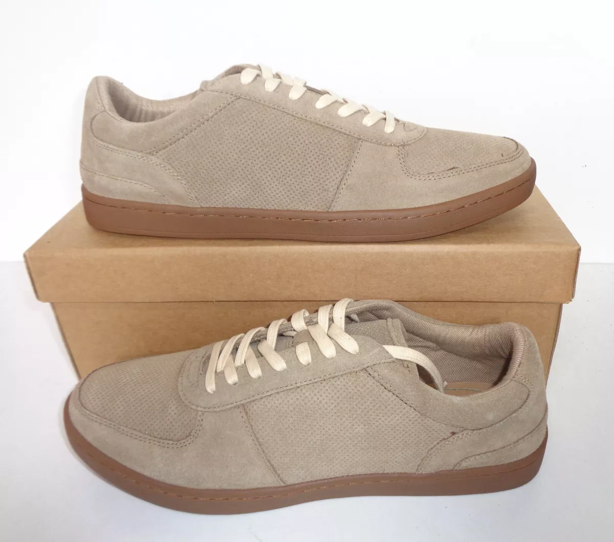 Mens Leather Beige Lace Up Casual Formal Shoes Trainers New RRP