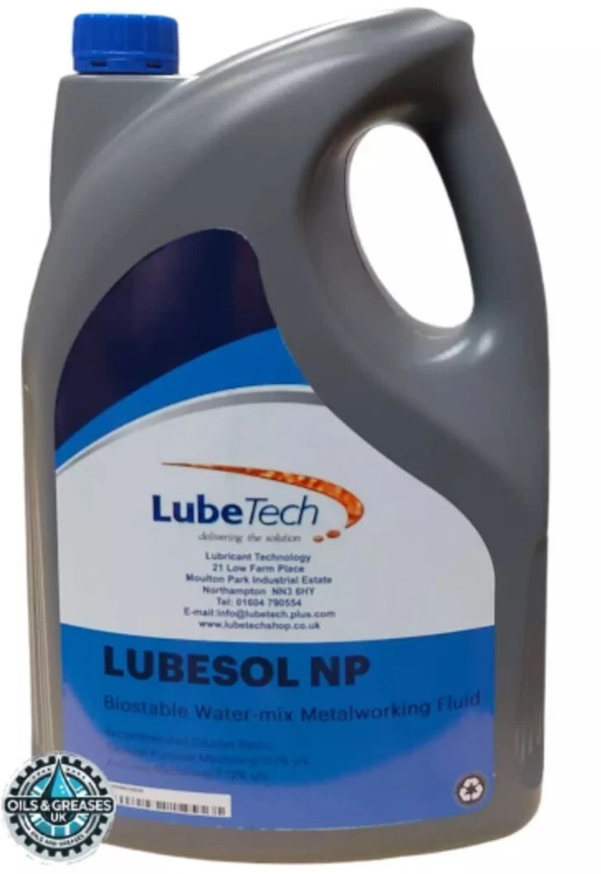 LUBETECH WATER SOLUBLE CUTTING OIL 5L, MILLING TURNING CNC'S TRANSLUCENT WHITE WHEN MIXED