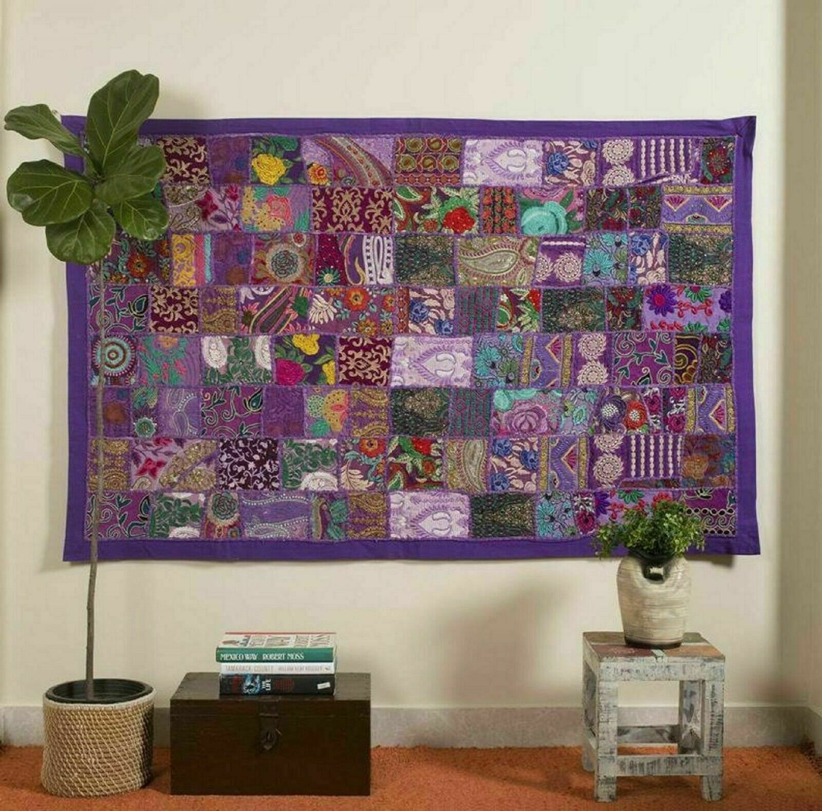 Indian 60*40 inch Cotton Purple Patchwork Vintage Boho Home decor ...