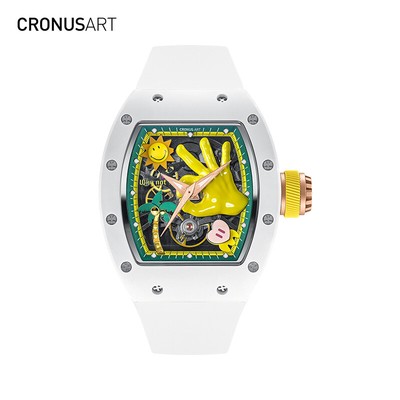 CRONUSART Men 's OK Ceramic Case Sapphire Tourbillon Mechanical Automatic Watch