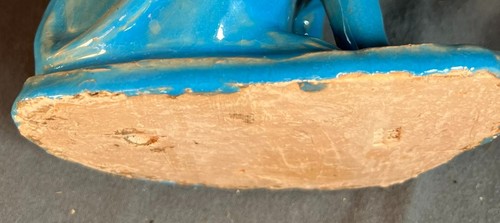 Vintage Pair Chinese Turquoice Blue Glazed Cats Marked 3643 Hong Kong - Picture 11 of 16