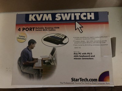 StarTech SV411K 4 Port  KVM Switch ,Control 4 PC s  From 1 Keyboard w/Cables NEW