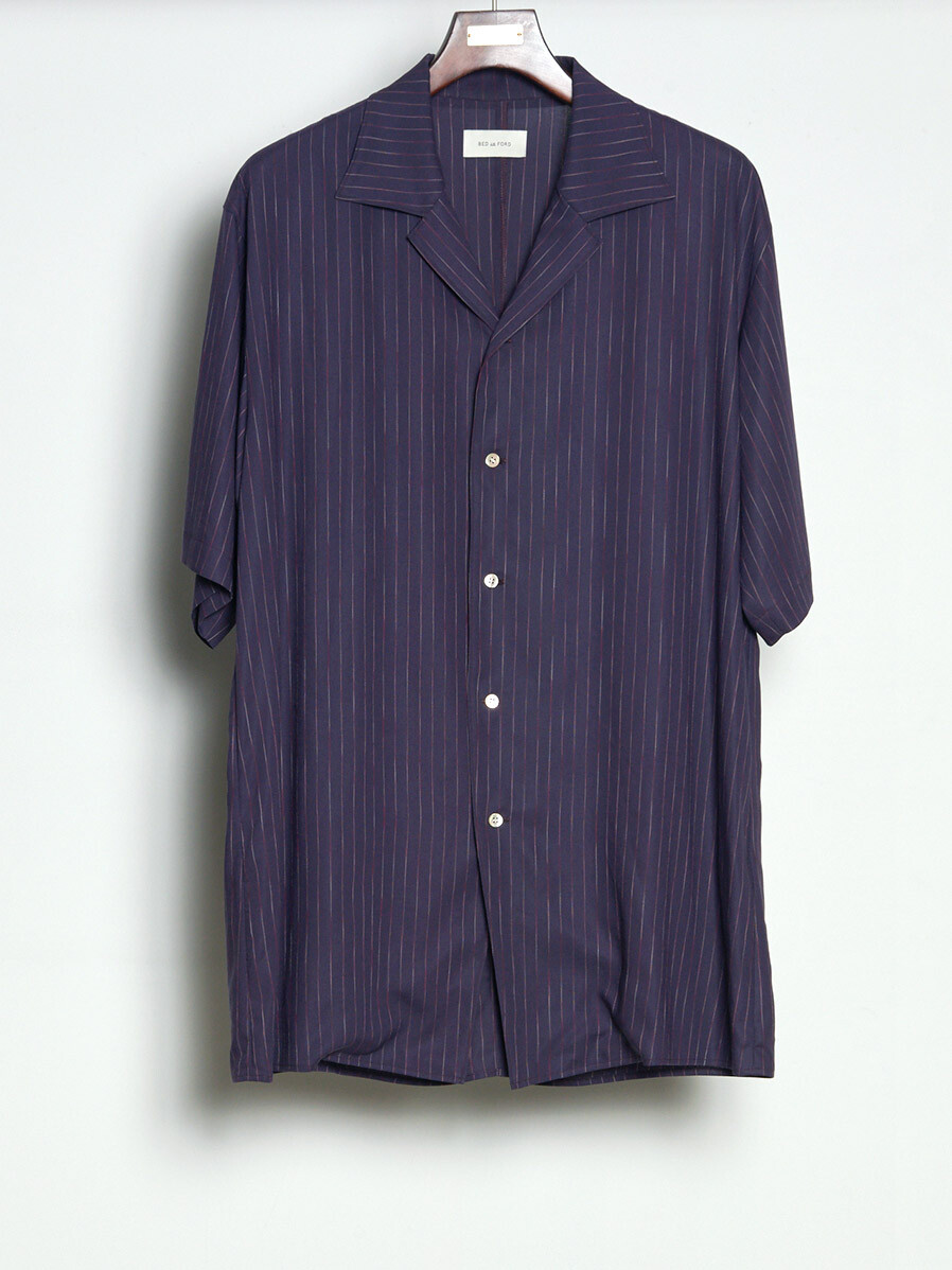 BED J.W. FORD Striped Cuban-collar twill shirt | eBay