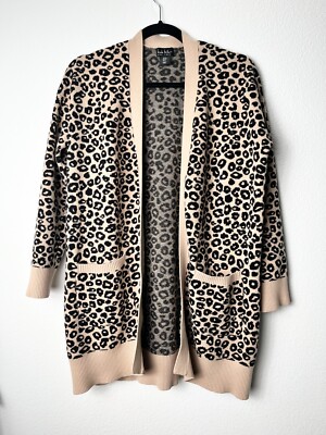 Nicole Miller leopard Open Front Cream Sz: Med