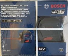 Bosch 40' Self-Leveling Cross Line Laser w/ Plumb Points GCL 2-55 NEW