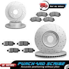 For 2009-2014 2016-2019 Nissan Maxima Front & Rear Drilled Rotors + Brake Pads