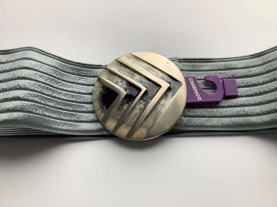 Charmant 皮带 复古 弹性弹力 灰色 带金色和黑色/灰色上釉扣 全新 — 第 4/4 张图片