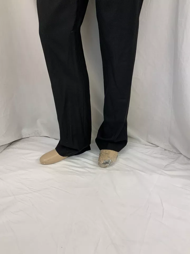 Pantalones de vestir Bachrach 34x34 negros 100 % lana frente plano recto como nuevos YGI Q1-484 Foto 4 de 4