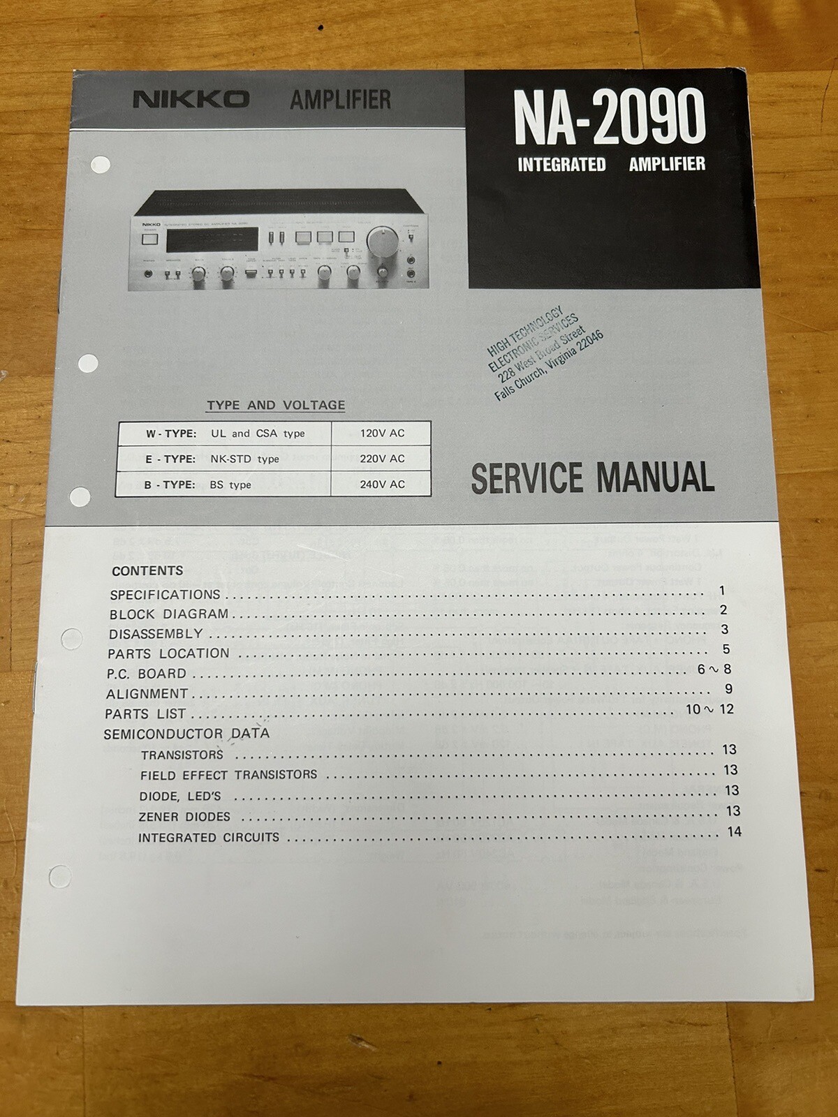 Nikko NA-2090 Integrated Amplifier Amp Service Manual Original Genuine Vintage