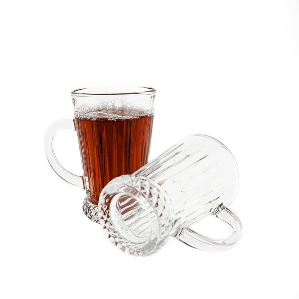 6 Teiliges Set Aus Glas TeegläSer Mit Henkel TrinkgläSer Transparent 210 Ml-image