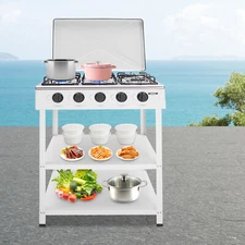 Natural Gas Stove with 5 Burners Portable Freestanding Natural Gas Stove White