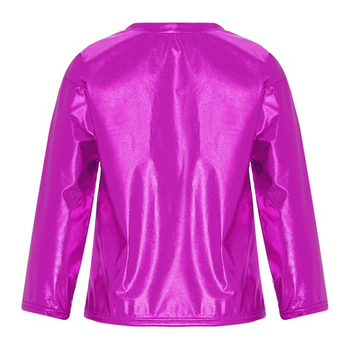UK Kids Girls Jazz Dance Performance Tops Metallic Shiny Long Sleeve T-shirts - Picture 34 of 64