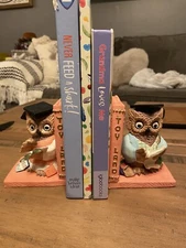 Vtg Kitsch Artmark Owls Toy Land Bookends Set Mid Century Modern Kids Room