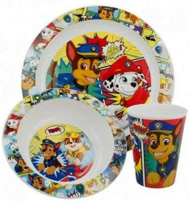 NICKELODEON Paw Patrol Frühstücks-Set Kinder Schale Teller Becher 3teilig Frühstück Bunt