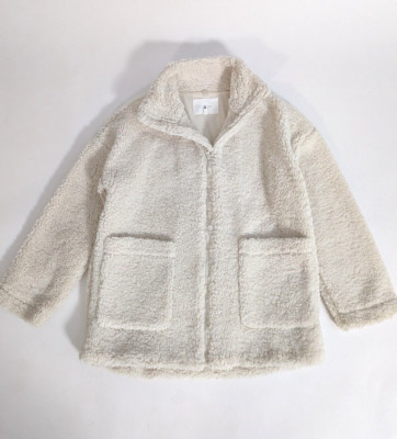 Lou & Grey Women's Cozy Faux Shearling Teddy Coat - Cream Off White - Med