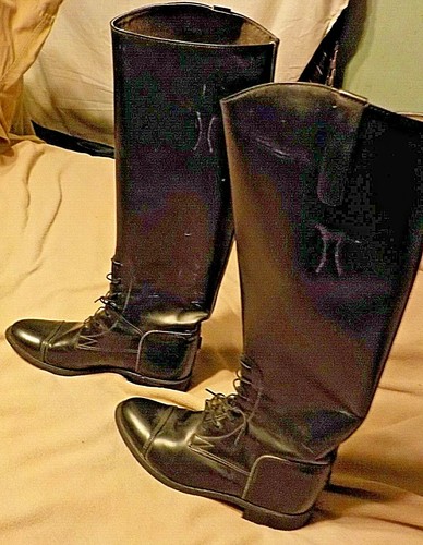 Her 71/2 schwarzes Reitleder-Obermaterial, Stiefel; Made in USA. unbenutzter Zustand, - Bild 5 von 9