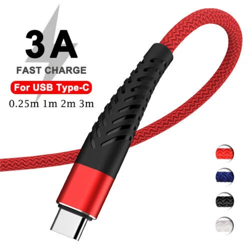 Cable de carga rápida trenzado USB tipo C USB-C a USB-A cargador sincronización de carga Foto 2 de 4