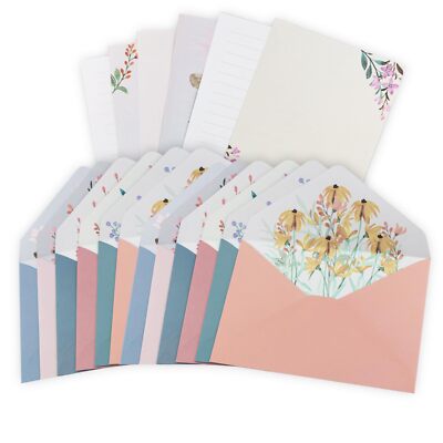 TaoBary 160 Piece Watercolor Butterfly Stationery Set - 50 Paper & Envelopes, 60 Stickers, 8.5x11 Inch