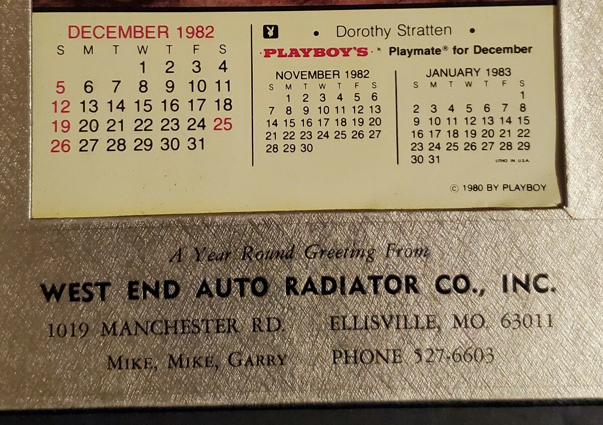 2 PLAYBOY ADVERTISING DESK CALENDARS '78 & '82 WEST END AUTO RADIATOR