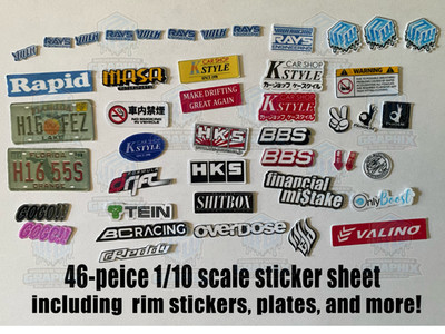 1/10 Scale Pre-cut Sticker Slaps Decals Rc Drift JDM Mst Yokomo Reved Grk jdm
