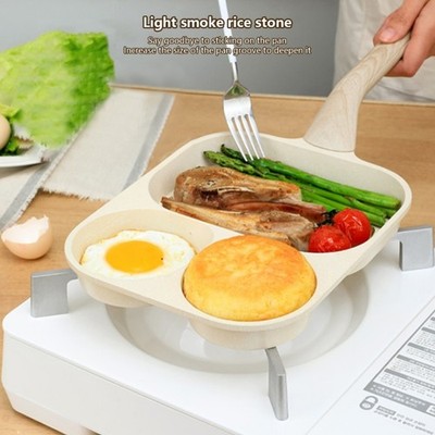 Triplicate Shape Breakfast Cookware Heat Efficient Nonstick Face Ergonomic Grip