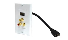 Steren HDMI Pigtail + 3-RCA Jack (Y/R/W) Decorator Wall Plate White