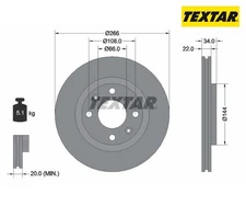 2 pieces brake disc Pro Textar 92111503 for Citroën C3 II C2