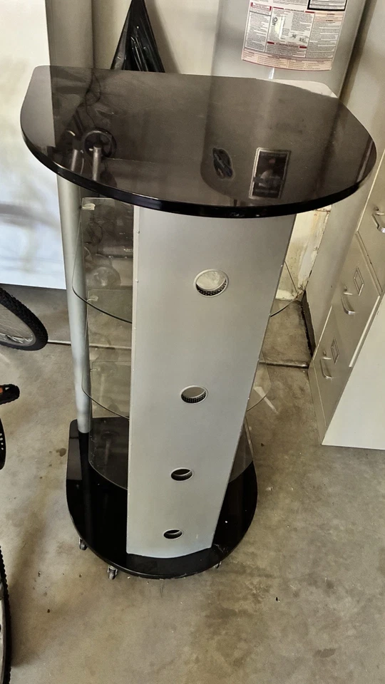 Glass  TV Stand for 65-inch TVs 3-Sided Rustic Media Console Table - Image 2 of 3