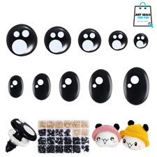 400PCS Safety Eyes 8-16mm Black Oval Round with Washers for Amigurumi