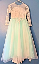 Lace Embroidery Turquoise/White Dress Girls 10/11 Formal Princess Pageant