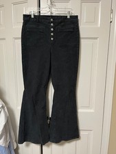 American Eagle Super Hi-Rise Flare Corduroy Pants Button Fly Women's Size 12 blu